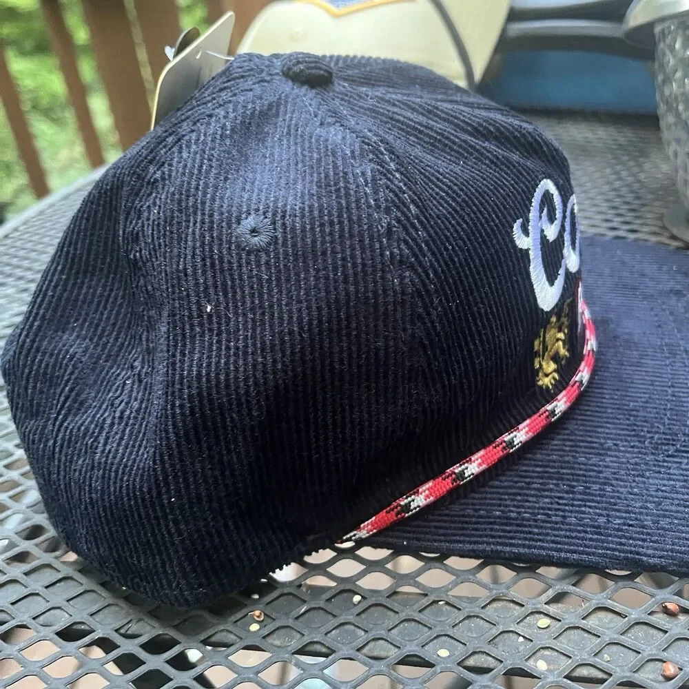 Coors Banquet Corduroy Hat Blue Retro Embroidered Logo Rope Snapback NWT